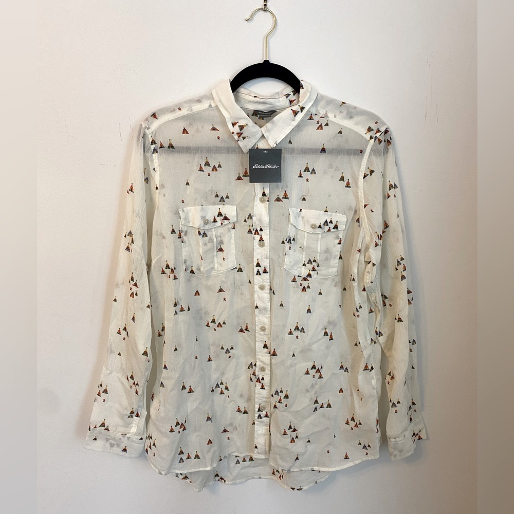 Eddie Bauer Long Sleeve Button Down TeePee Shirt